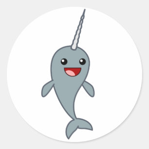 Lyckliga Narwhal Runt Klistermärke