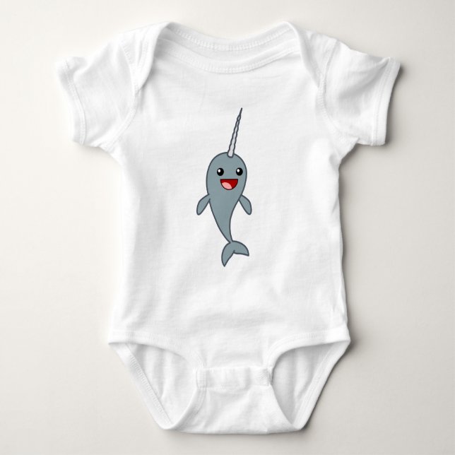 Lyckliga Narwhal Tee Shirt (Framsida)
