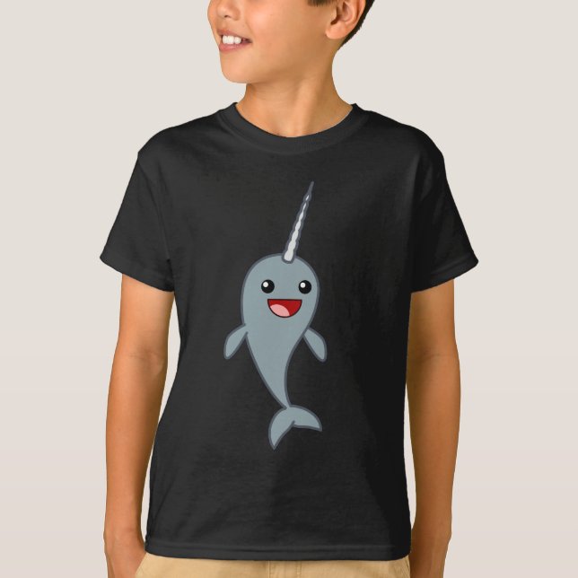 Lyckliga Narwhal Tee Shirt (Framsida)