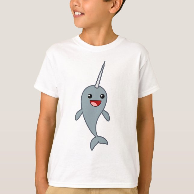 Lyckliga Narwhal Tee Shirt (Framsida)
