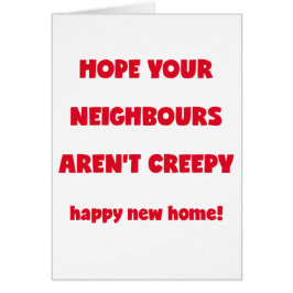 Lyckliga nya kusliga grann för hem | - roligt hälsningskort