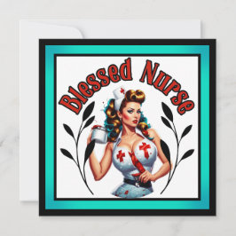 Lyckliga Pinup-Sjuksköterska Julkort