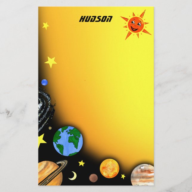 Lyckliga planet och utrymme brevpapper (Framsida)