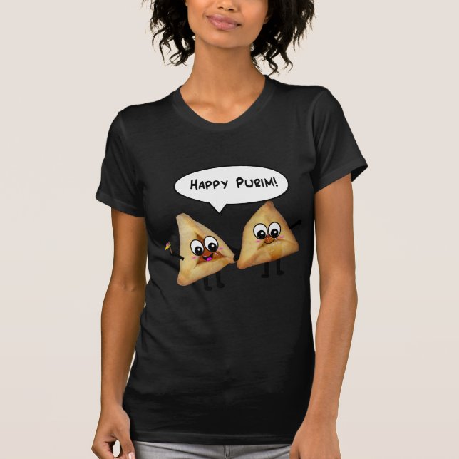 Lyckliga Purim hamantaschen Tee Shirt (Framsida)