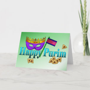 Lyckliga Purim med maskerar, Gragger och Kort