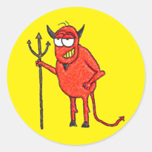 Lyckliga Satans grillar Runt Klistermärke