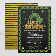 Lyckliga Seven Födelsedagsinbjudan St Patty's Day