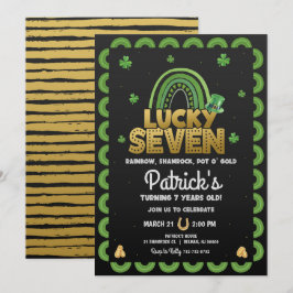 Lyckliga Seven Födelsedagsinbjudan St Patty's Day Inbjudningar