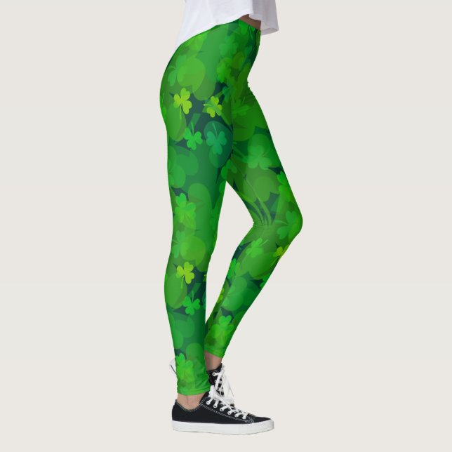 Lyckliga Shamrocks - klöver All över Leggings (Höger)