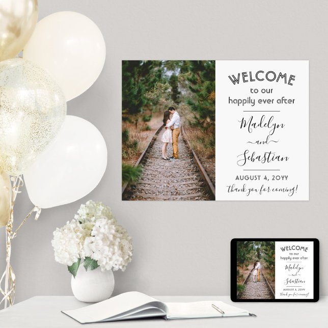 Lyckliga Slut Wedding Welcome Script 1 Foto Poster (Skapare uppladdad)