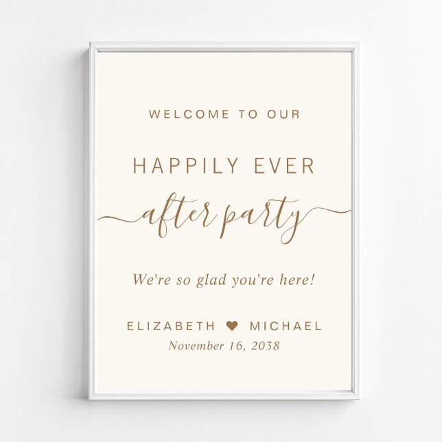 Lyckliga Slutet Fest Bröllopsmottagning Välkommen Poster (Happily Ever After Party Wedding Reception Welcome Poster)
