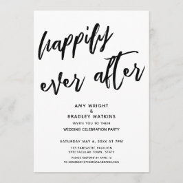 Lyckliga Slutet Handskriven Bröllopsfest Inbjudningar