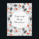 lyckliga snowmans på grå polka dots helg vykort<br><div class="desc"></div>