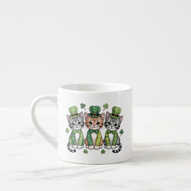 Lyckliga St. Patricks dag-katter-47474 Espressomugg (Vänster)