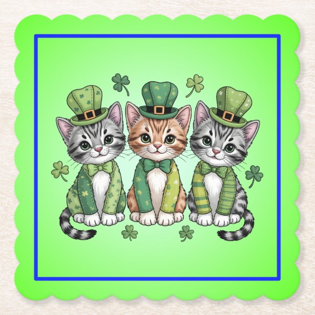 Lyckliga St. Patricks dag-katter-47474 Underlägg Papper (Framsida)
