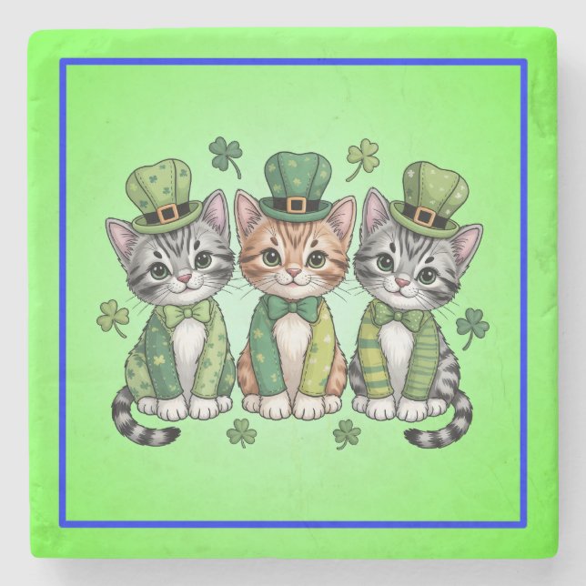 Lyckliga St. Patrick's Day Kattungar-47474 Stenunderlägg (Framsidan)