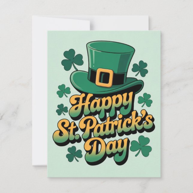 Lyckliga St. Patrick's Day med Leprechaunhatt & Sh Julkort (Framsida)