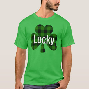 Lyckliga St. Patty's Shamrocks grön rutig T Shirt