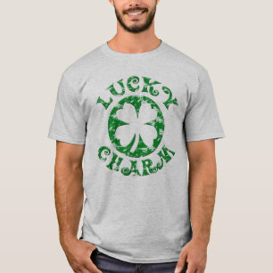 Lyckliga Sts Patrick för berlockShamrockgrönt da T-shirt