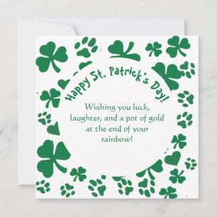 Lyckliga Tassar St. Patricks Dag-kort Shamrock-mön Julkort