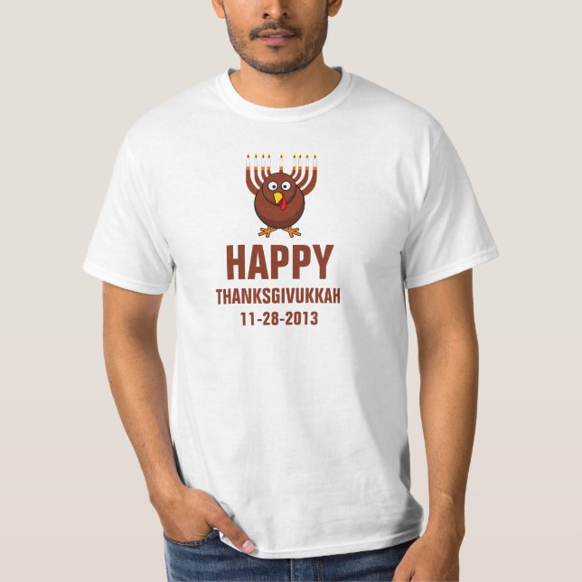 Lyckliga Thanksgivukkah 11-28-2013 Tee Shirt (Framsida)