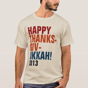 Lyckliga Thanksgivukkah 2013 djärv text T-shirt