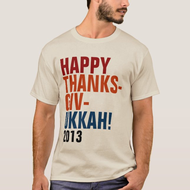 Lyckliga Thanksgivukkah 2013 djärv text T-shirt (Framsida)