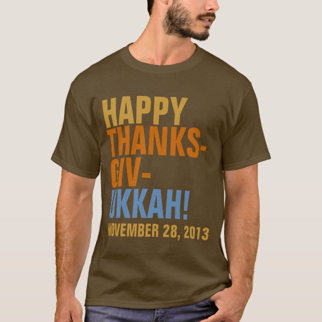 Lyckliga Thanksgivukkah 2013 djärv text Tee Shirt (Framsida)