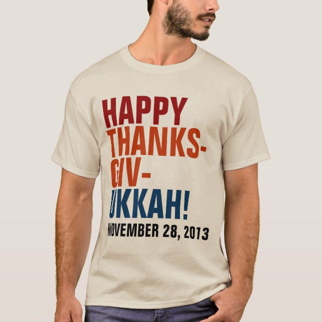 Lyckliga Thanksgivukkah 2013 djärv text Tee Shirt (Framsida)