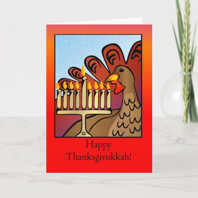 Lyckliga Thanksgivukkah! Kort (Framsida)