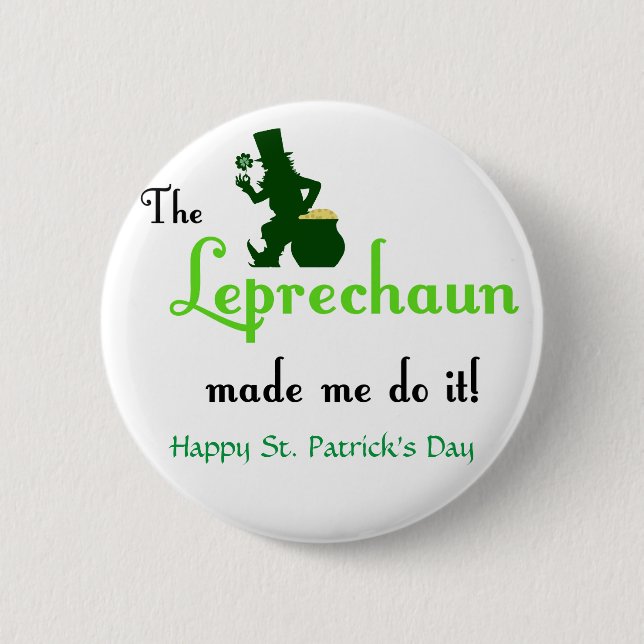 Lyckliga Tomte St Patricks Day Knappar (Framsida)