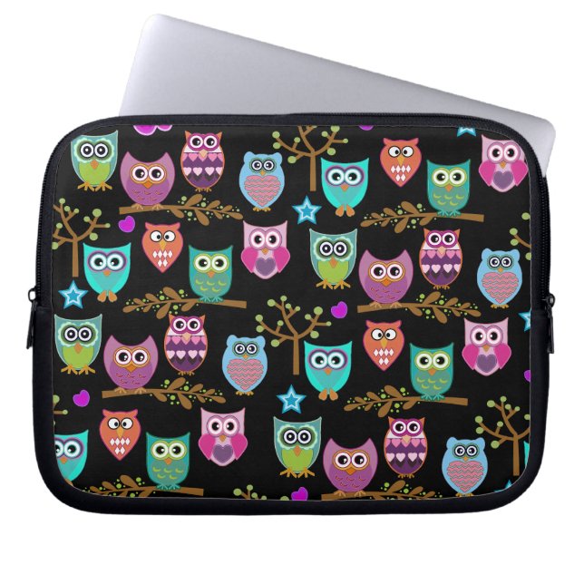 lyckliga ugglor laptop sleeve (Framsidan)