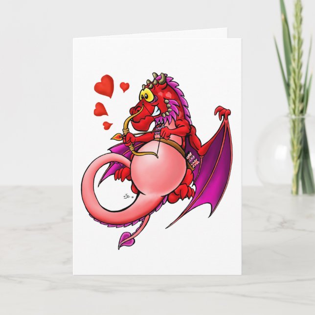 Lyckliga valentin Cupidragon. Helgkort (Framsida)