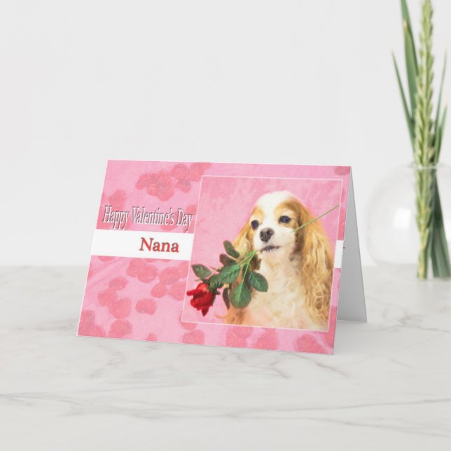 Lyckliga valentin dag Nana med hunden och steg Helgkort (Framsida)