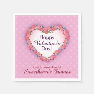 Lyckliga valentin dag rosa älsklingmiddag pappersservett