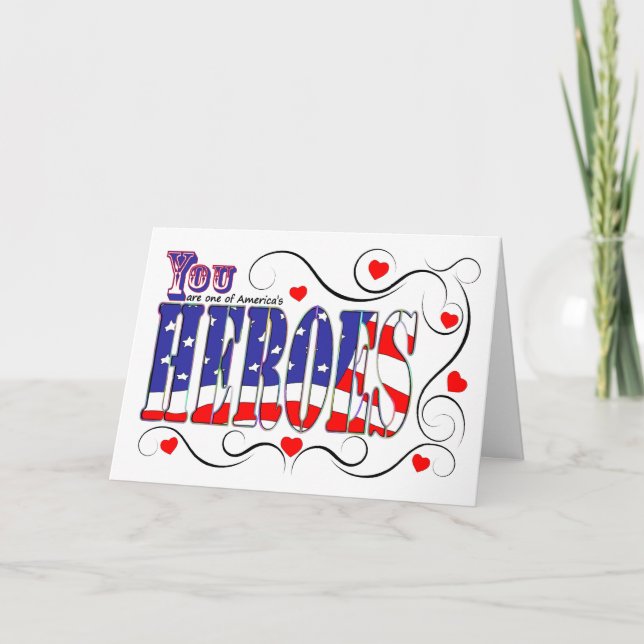 Lyckliga valentin dag till en av Amerika hjältar Helgkort (Framsida)