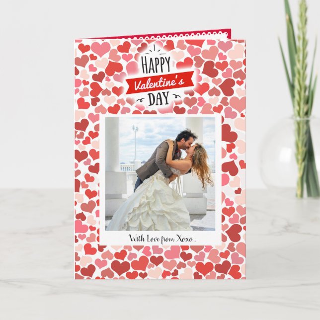 Lyckliga valentin daghjärtor helgkort (Framsida)