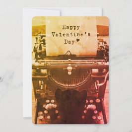 Lyckliga valentin för gullig kattmaskinskrivning julkort