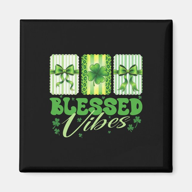 Lyckliga Vibrationer St Patricks Dag Söt Shamrock  Magnet (Framsidan)
