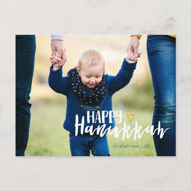 Lyckliga vykort för Hanukkah davidsstjärnafoto (Framsida)