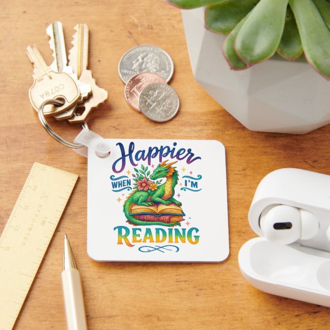 Lyckligare när jag läser nyckelring (Skrivbord)