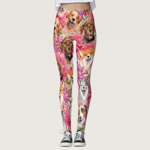 Lycklighundar och blommor leggings