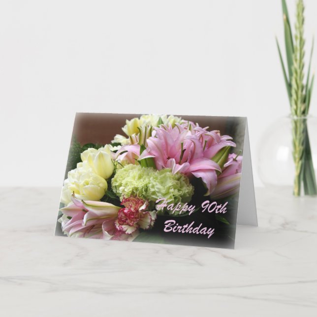 Lyckligt 90:e födelsedaghälsningkort kort (Framsida)