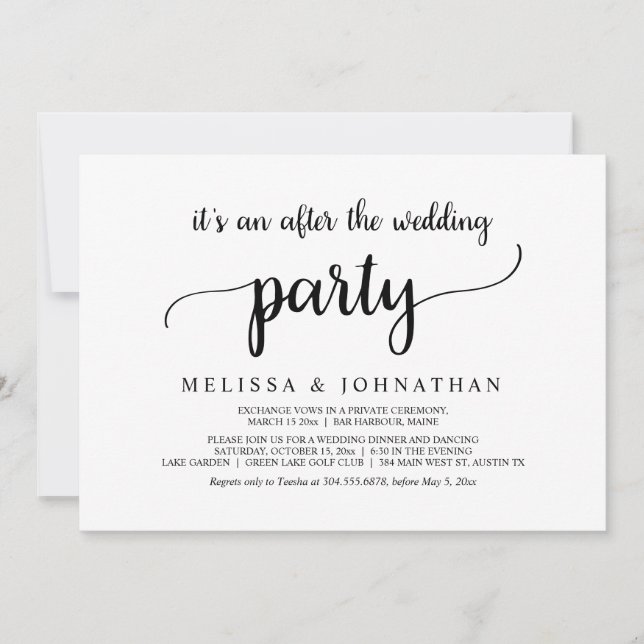 Lyckligt Alltid Efter Bröllop Elopement Fest Inbjudningar (Framsida)
