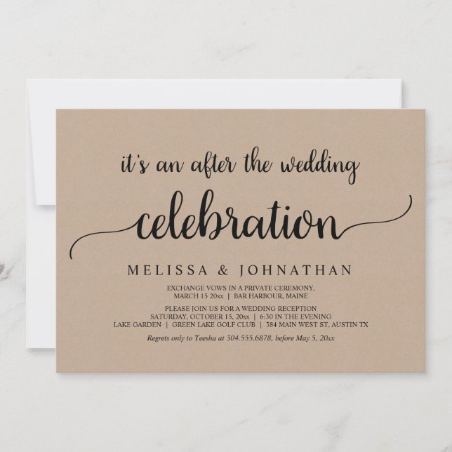 Lyckligt Alltid Efter Bröllop Elopement Firande Inbjudningar (Framsida)