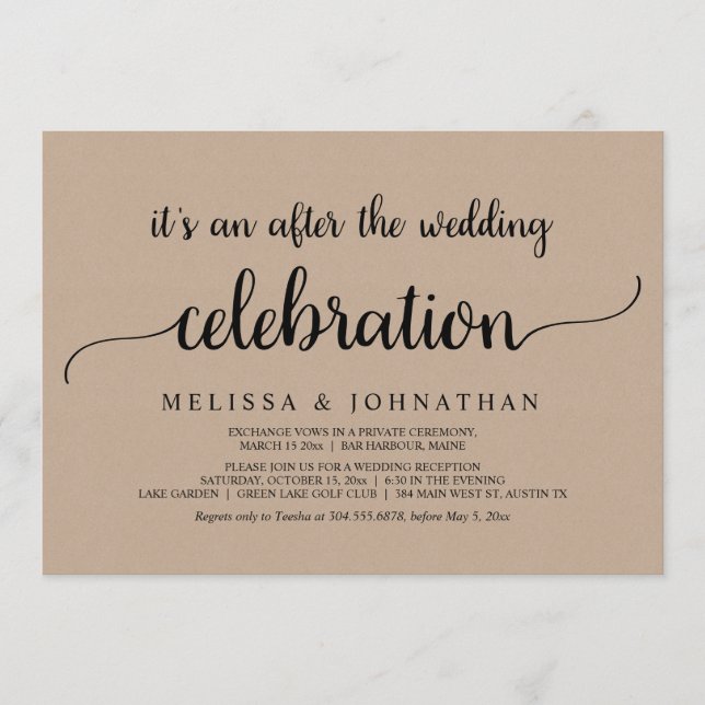 Lyckligt Alltid Efter Bröllop Elopement Firande Inbjudningar (Framsida)