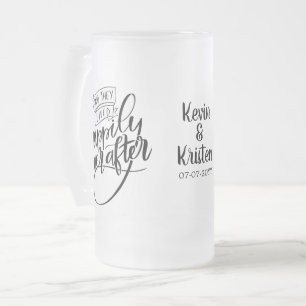 Lyckligt Alltid Efter Bröllop Frostat Ölglas