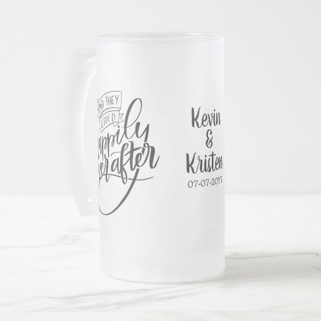 Lyckligt Alltid Efter Bröllop Frostat Ölglas (Framsida vänster)