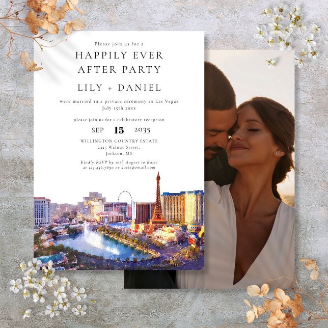 Lyckligt Alltid Foto Las Vegas Bröllop Inbjudningar (Happily Ever After Photo Las Vegas Wedding Invitation)