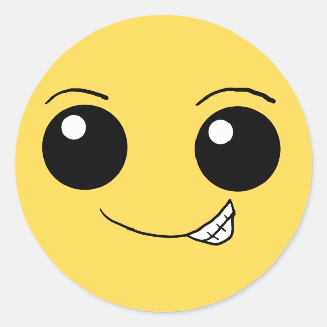 Lyckligt ansikte 5 runt klistermärke (Framsida)